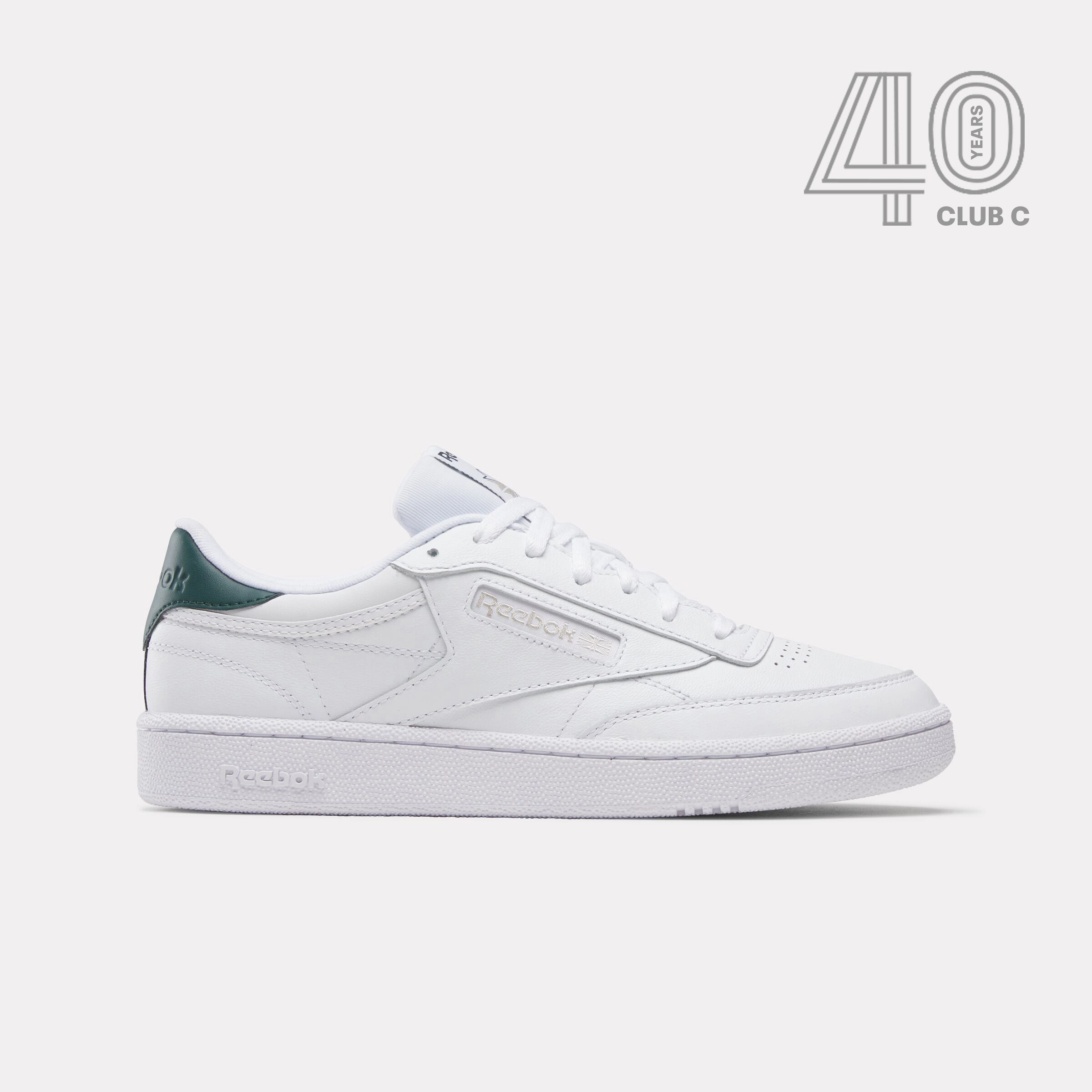 Walking Comfort Speed Step Reebok Footwear Men Club C 85 Shoes - 40th Anniversary WHITE/BREAKAWAYGREEN/FLINTGREY