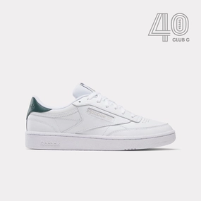 Walking Comfort Speed Step Reebok Footwear Men Club C 85 Shoes - 40th Anniversary WHITE/BREAKAWAYGREEN/FLINTGREY