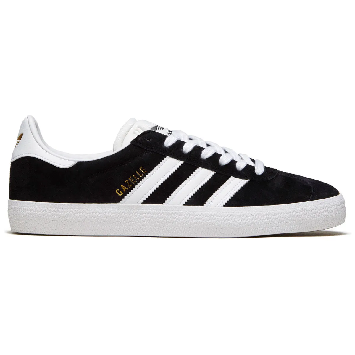 Adidas Gazelle Adv Shoes - Core Black/White/Gold Metallic Flexible Ride