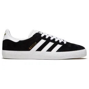 Adidas Gazelle Adv Shoes - Core Black/White/Gold Metallic Flexible Ride