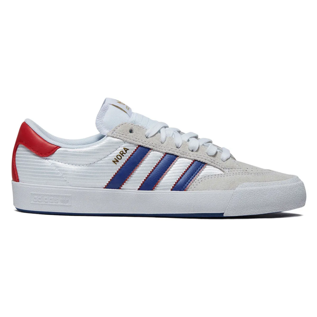 Adidas Nora Shoes - Ftwr White/Royal Blue/Better Scarlet Skater Ready Fit Grip Flex