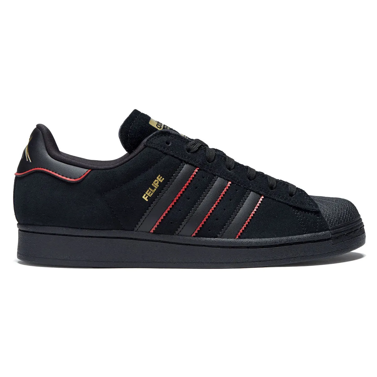 Adidas Superstar Adv x Felipe Gustavo Shoes - Black/Scarlet/Gold Rugged Ride Urban Gear