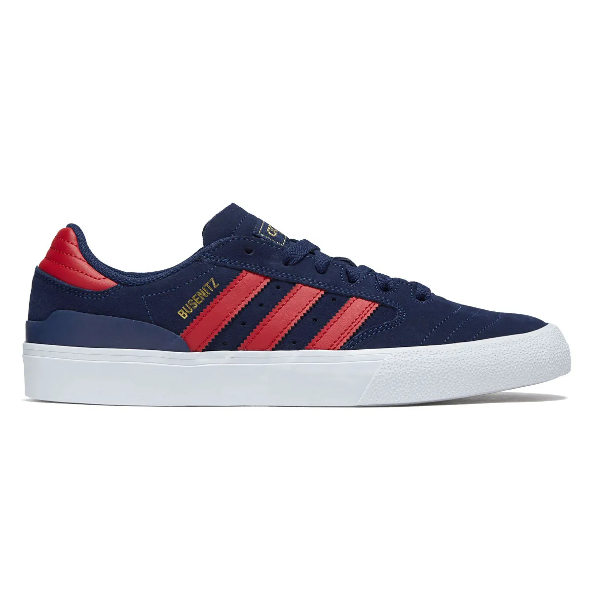Stylish Look All Rounder Adidas Busenitz Vulc II Shoes - Dark Blue/Better Scarlet/Gold Metallic