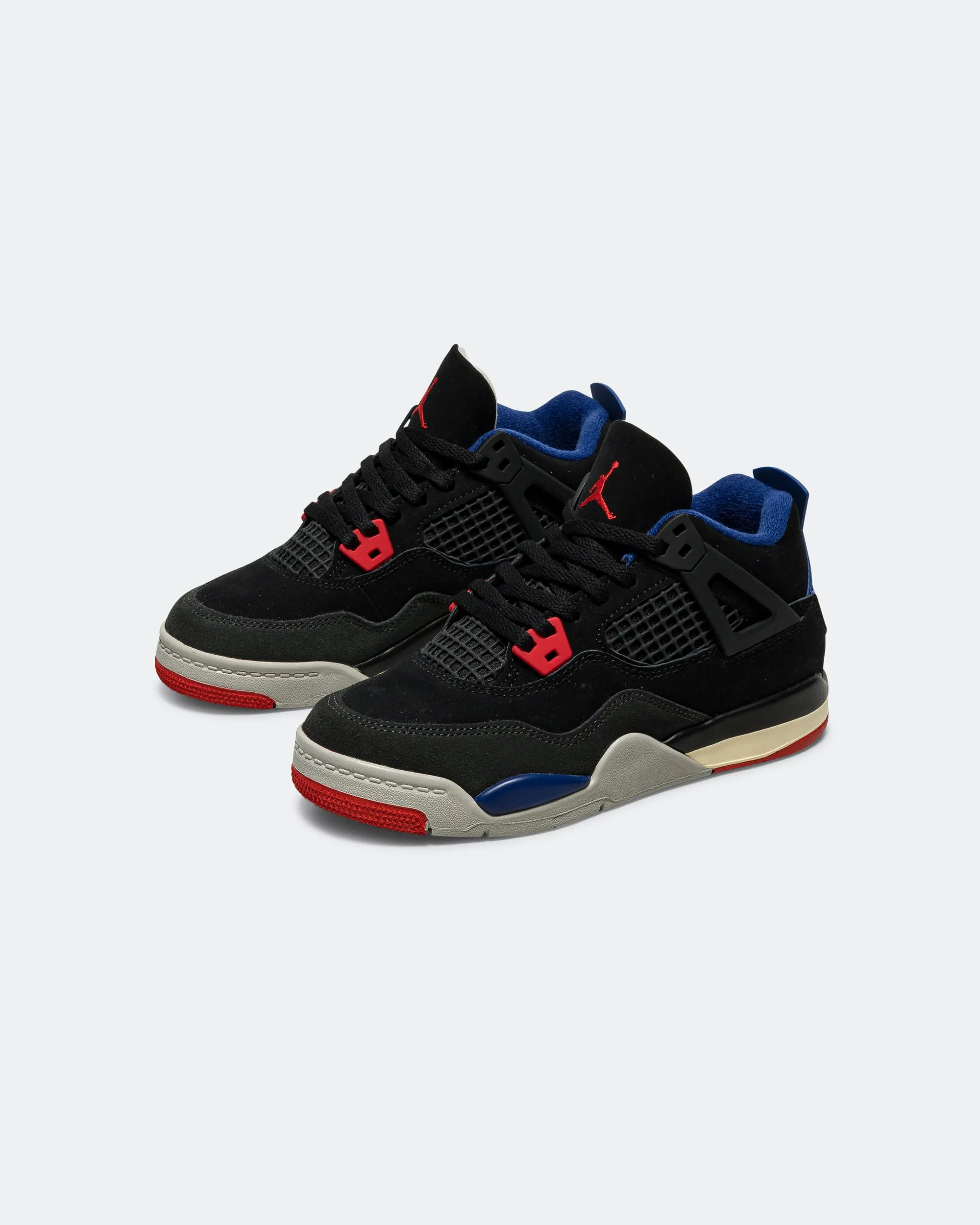 Air Jordan 4 Retro (PS) - Black/Fire Red-Deep Royal Bue Structured ease