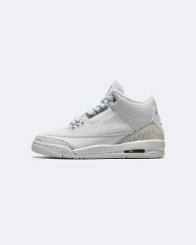 Air Jordan 3 Retro GS - White/White-Metallic Silver Dynamic support Walking Vibe