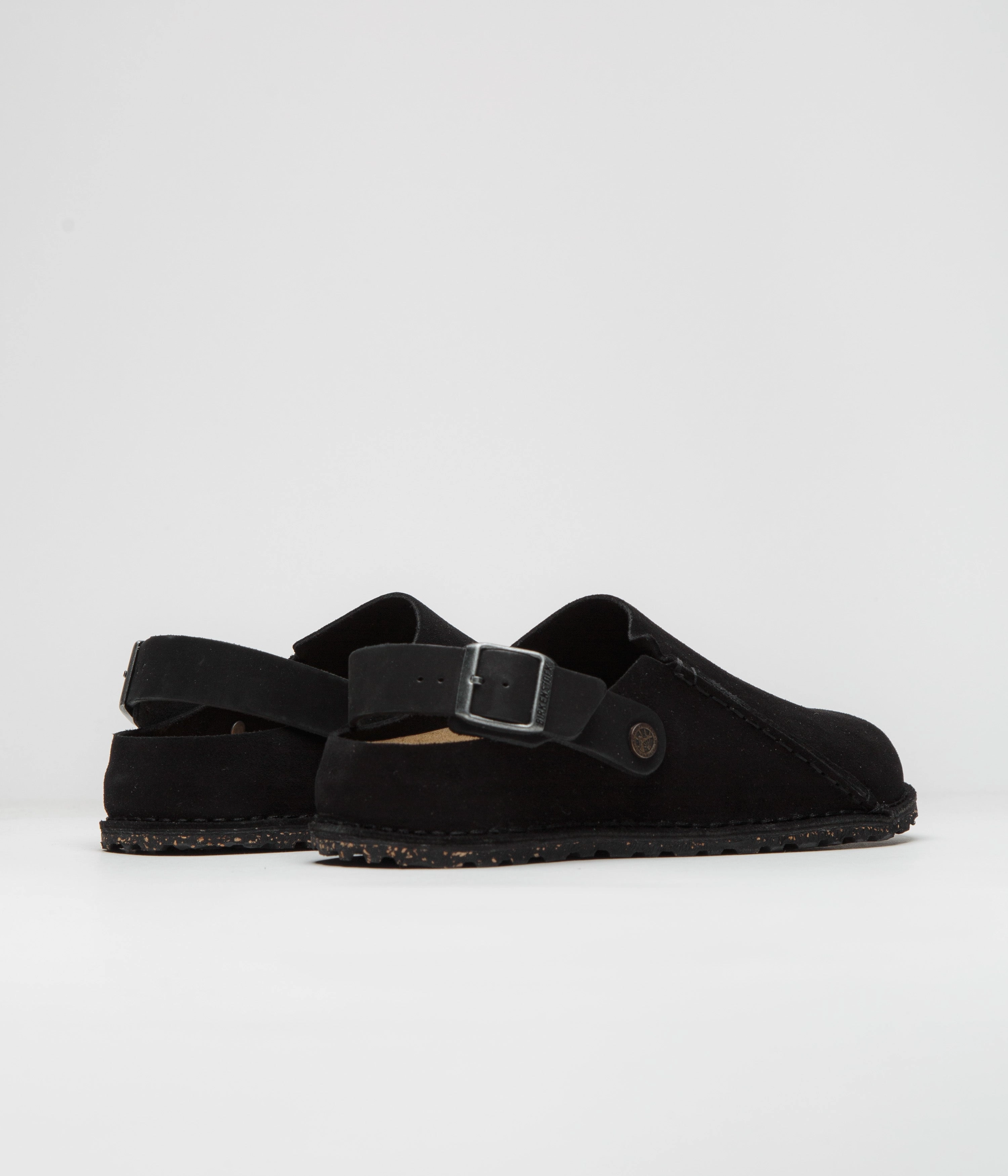Birkenstock Lutry Narrow Premium Suede Sandals - Black Comfort Look
