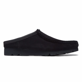 Relax Mode Modern Minimal Clarks Wallabee Slip Shoes - Black Suede