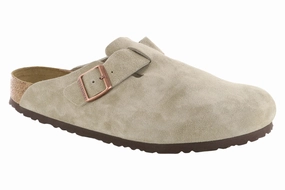 Birkenstock Boston Soft Footbed Suede Leather Taupe All Occasion Sandals