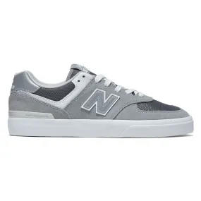New Balance 574 Vulc Shoes - Grey/White Suede Adjustable Fit Trend Driven