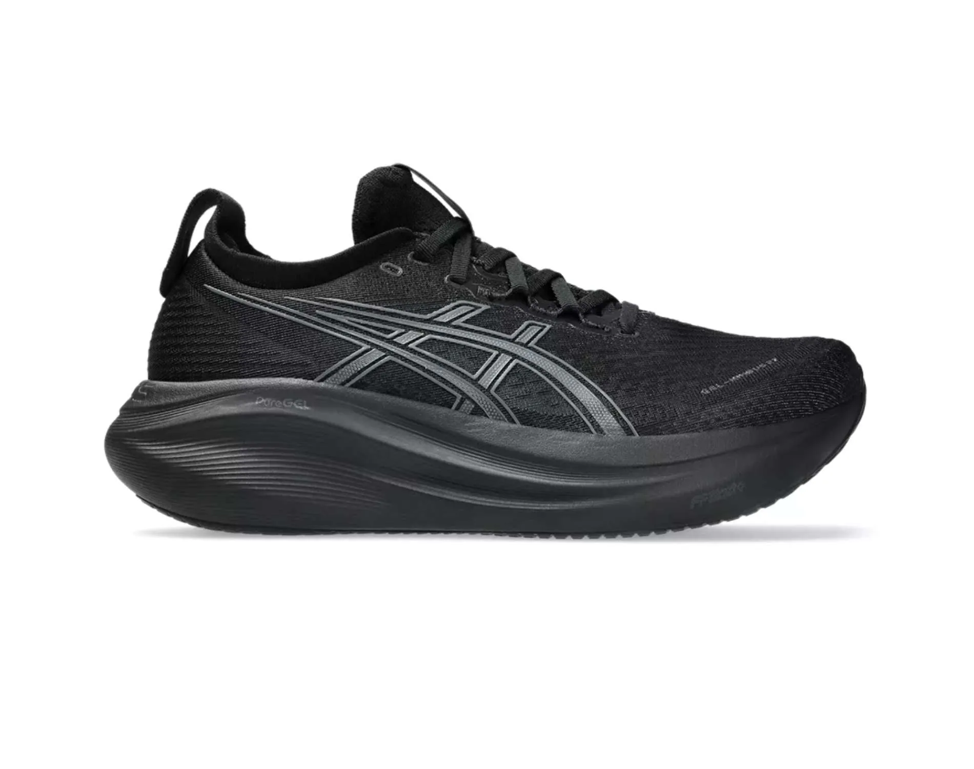 Asics GEL Nimbus 27 running shoes for men, in black graphite grey colour