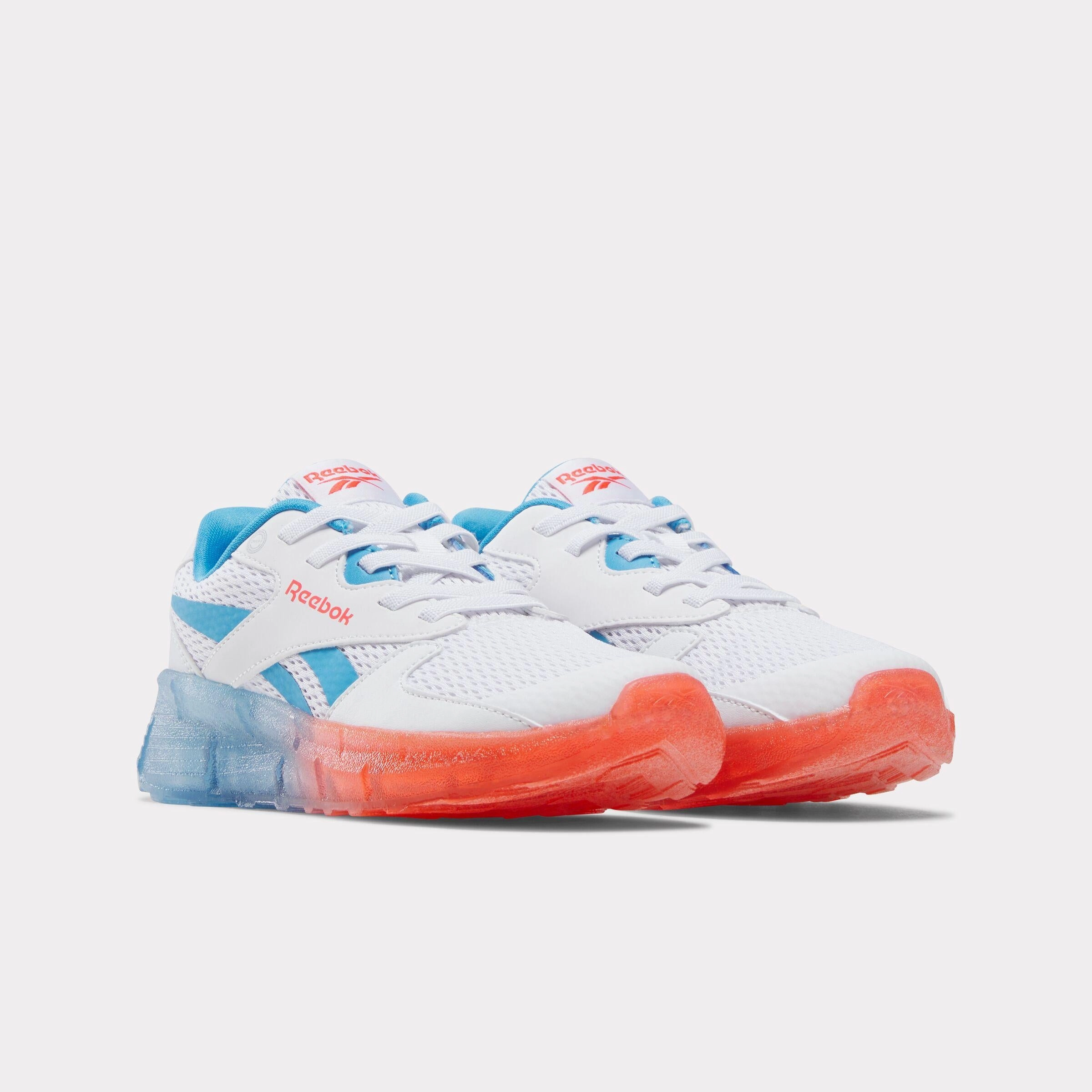 Cushioned Collar Pad Design Technology Reebok Footwear Kids Zig 'n Glow 2 Elastic Lace Shoes - Pre-School FTWRWHITE/ENERGYRED/ALWAYSBLUE