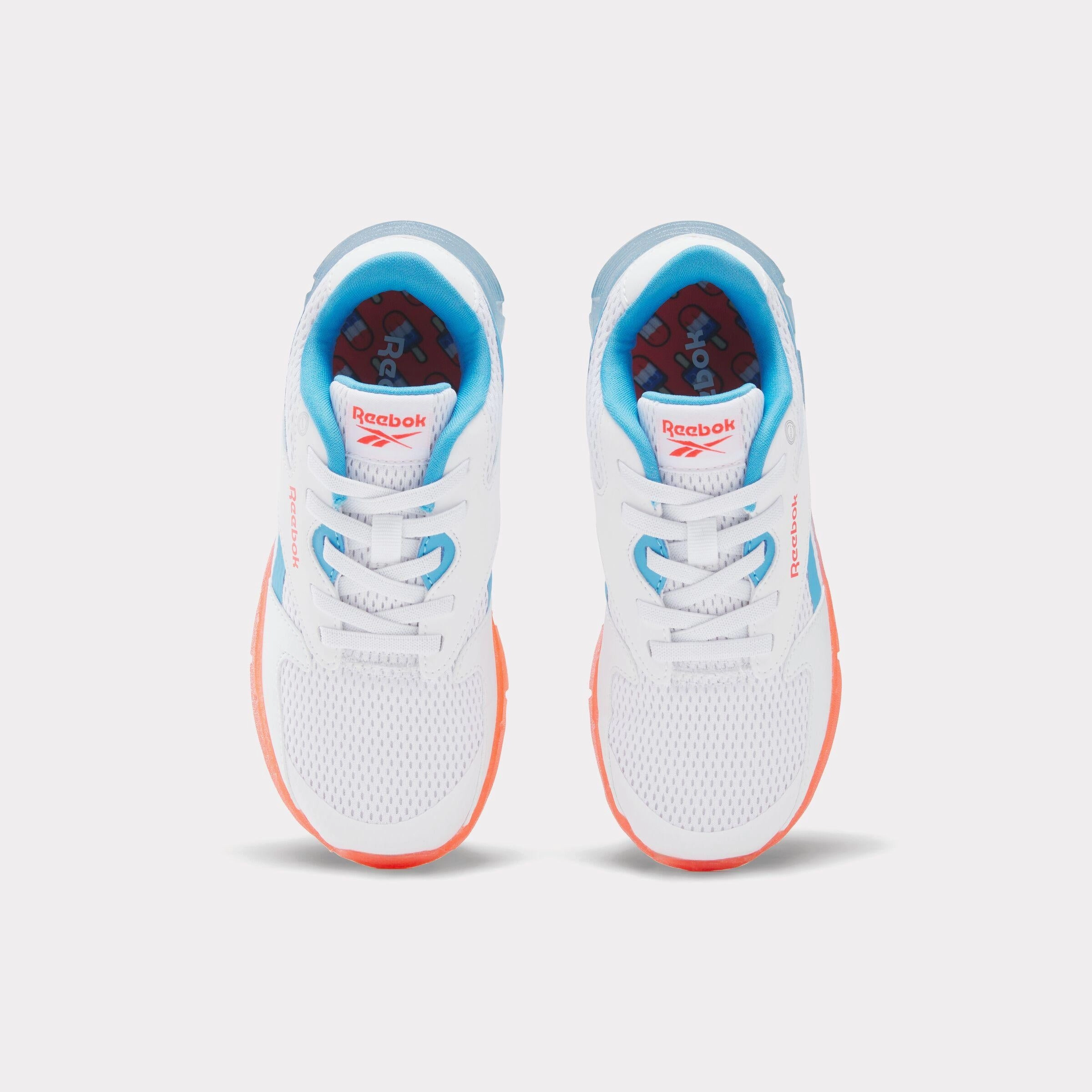 Cushioned Collar Pad Design Technology Reebok Footwear Kids Zig 'n Glow 2 Elastic Lace Shoes - Pre-School FTWRWHITE/ENERGYRED/ALWAYSBLUE