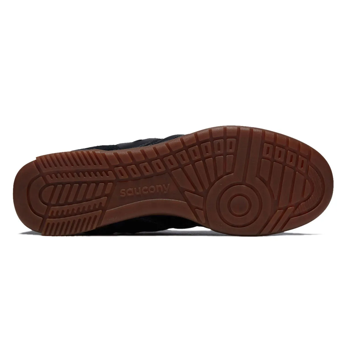 Distinctive cushioning Saucony 586i Leather Shoes - Black/Gum