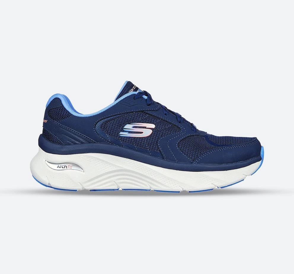 Durable Design Women's Wide Fit Skechers 149686 Arch Fit D'Lux Sneakers - Navy/Blue
