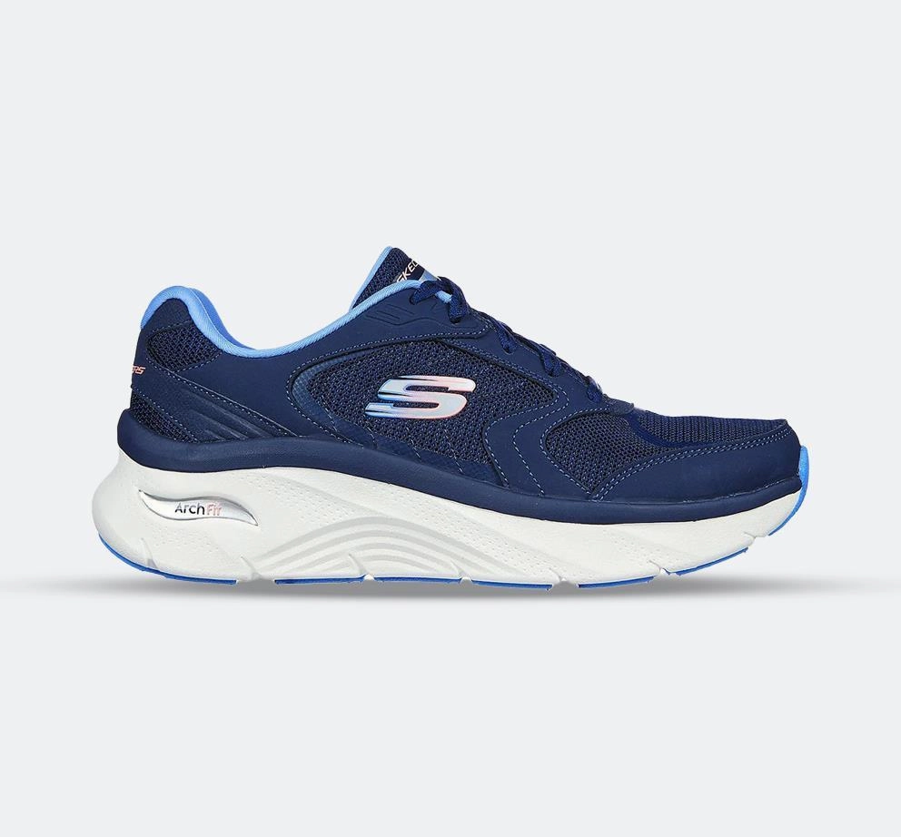 Durable Design Women's Wide Fit Skechers 149686 Arch Fit D'Lux Sneakers - Navy/Blue