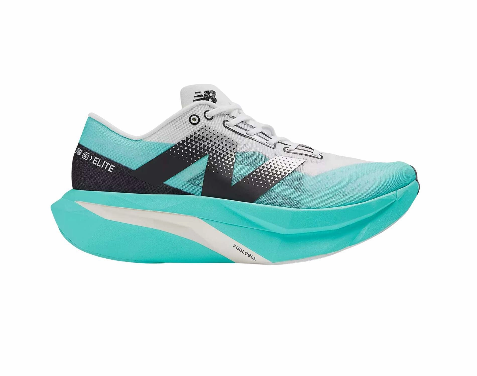 New Balance Fuelcell Supercomp Elite V4 Womens performance shoes in standard width in cyber jade colour