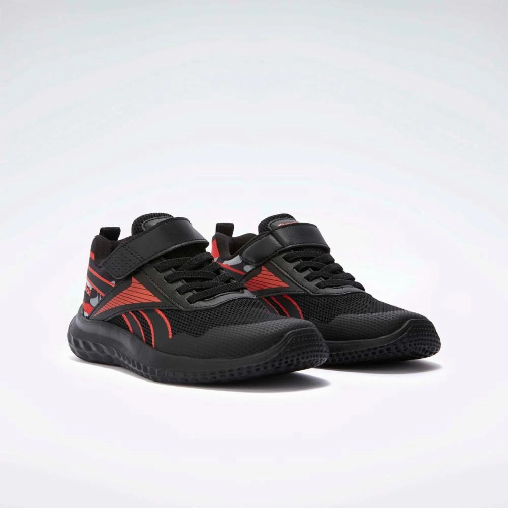 Enhanced stability system Reebok Footwear Kids Rush Runner 5 Shoes - Preschool BLACK/ENERGYRED/GREY3