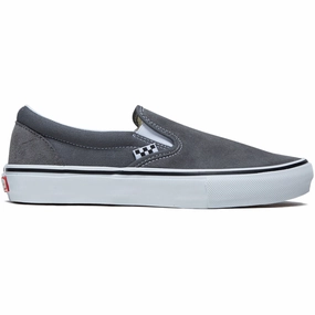 Comfort Fit Step Vans Skate Slip-on Shoes - Pewter/White