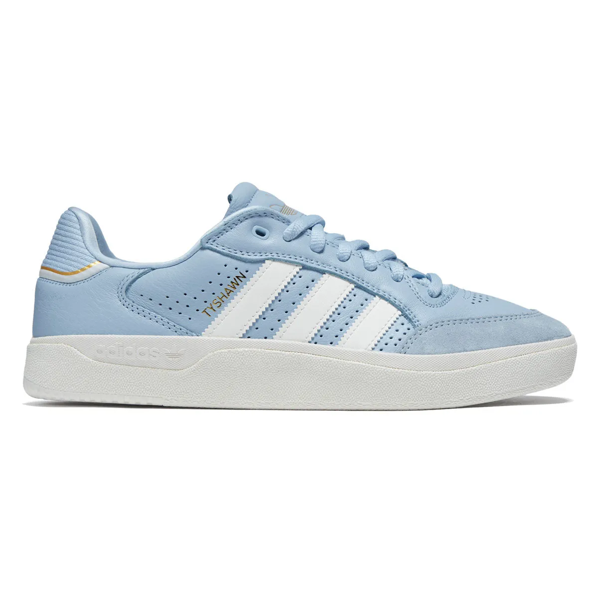 Slip Resistant Street Walk Adidas Tyshawn Low Shoes - Clear Sky/Core White/Gold Metallic