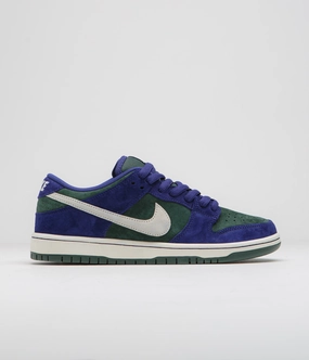 Striped Pattern Nike SB Dunk Low Pro 'Wildcard' Shoes - Deep Royal Blue / Sail - Vintage Green