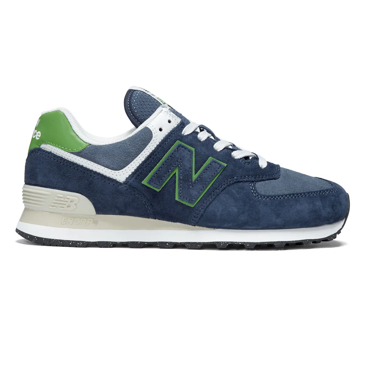 New Balance 574 Shoes - Navy/Alpine Green Slip-resistant look