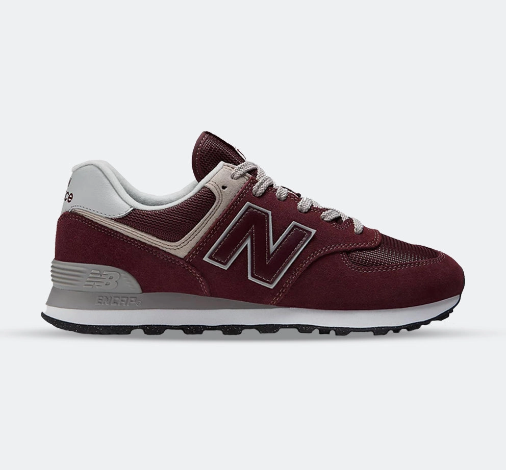 Human - centered shape Men's Wide Fit New Balance ML574EVM Running Sneakers - Exclusive - Burgundy/White