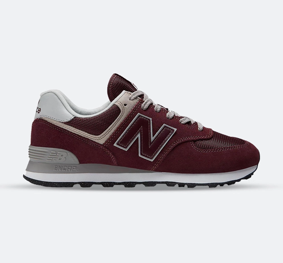 Human - centered shape Men's Wide Fit New Balance ML574EVM Running Sneakers - Exclusive - Burgundy/White