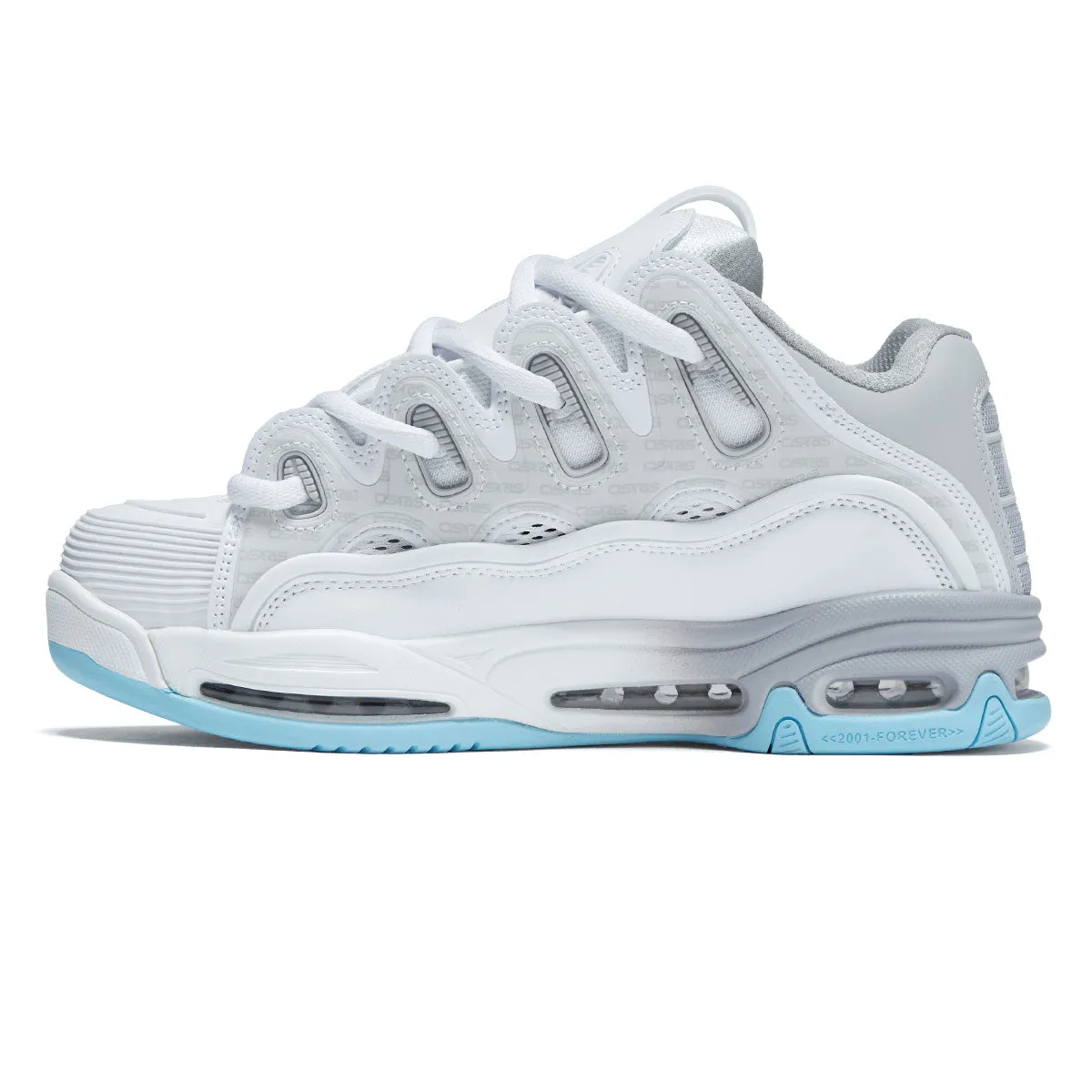 Light Jump Osiris D3 2001 Shoes - White/Grey/Baby Blue