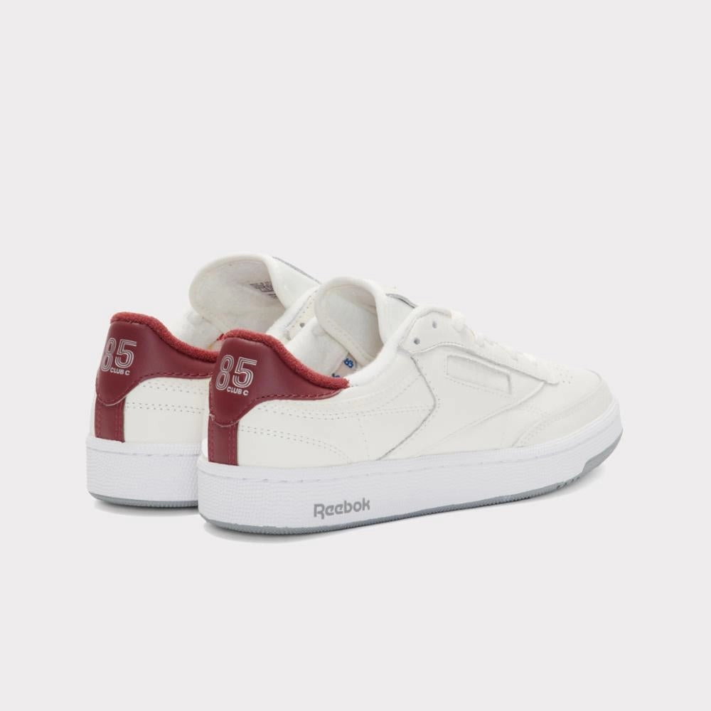 Light Walk-Step Glide-Out Reebok Footwear Men Club C 85 Vintage Shoes - 40th Anniversary CHALK/GREY3/CLASSICBURGUNDY