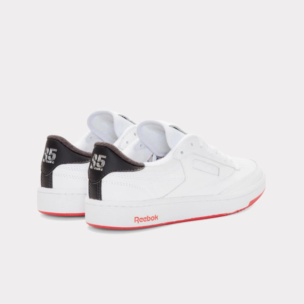 Lightweight Heel Reebok Footwear Men Club C 85 Vintage Shoes - 40th Anniversary WHITE/ENERGYRED/WASHEDBLACK