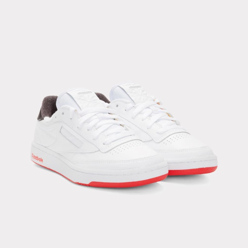 Lightweight Heel Reebok Footwear Men Club C 85 Vintage Shoes - 40th Anniversary WHITE/ENERGYRED/WASHEDBLACK