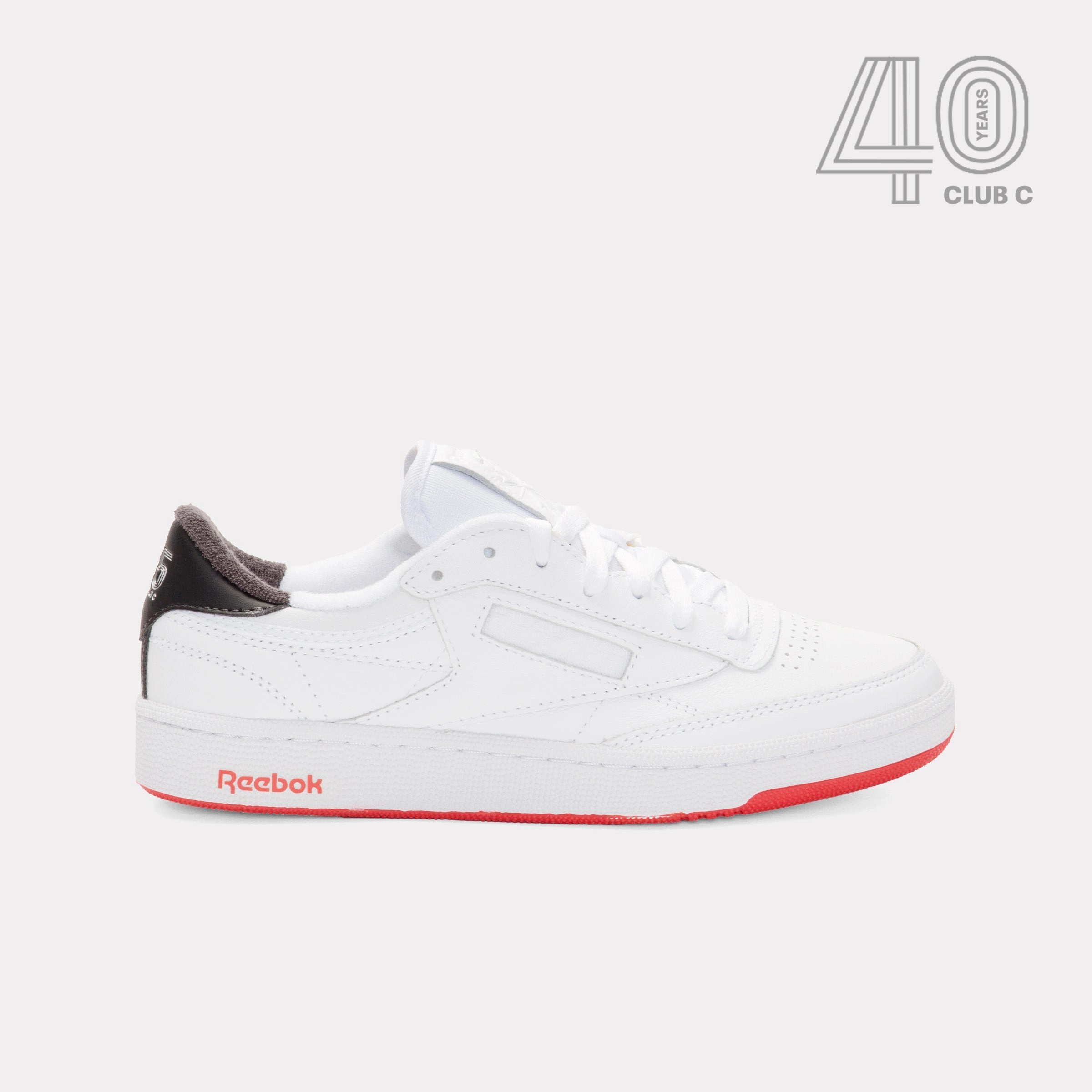Reebok Footwear Men Club C 85 Vintage Shoes - 40th Anniversary WHITE/ENERGYRED/WASHEDBLACK Sun Step