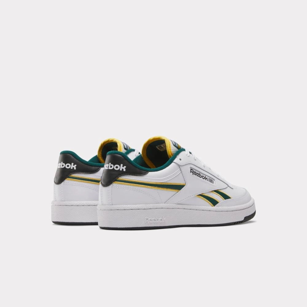 Modern Glide-Step Reebok Footwear Men Club C Revenge Shoes WHITE/FIERCEGOLD/CLGTGREEN