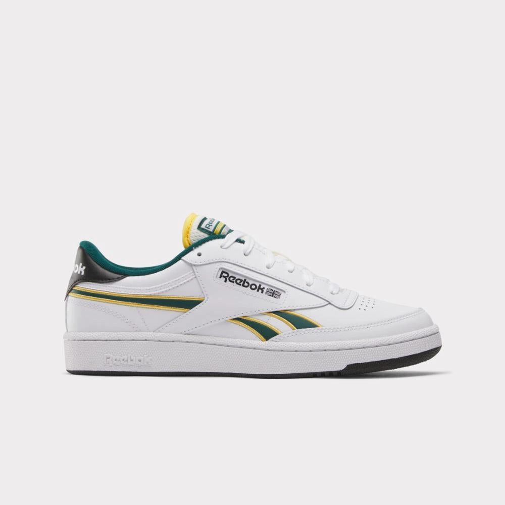 School Jog Effortless Fit Reebok Footwear Men Club C Revenge Shoes WHITE/FIERCEGOLD/CLGTGREEN