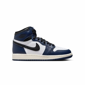 Kids Air Jordan 1 High OG 'Midnight Navy' Lightweight Step Neon Bright