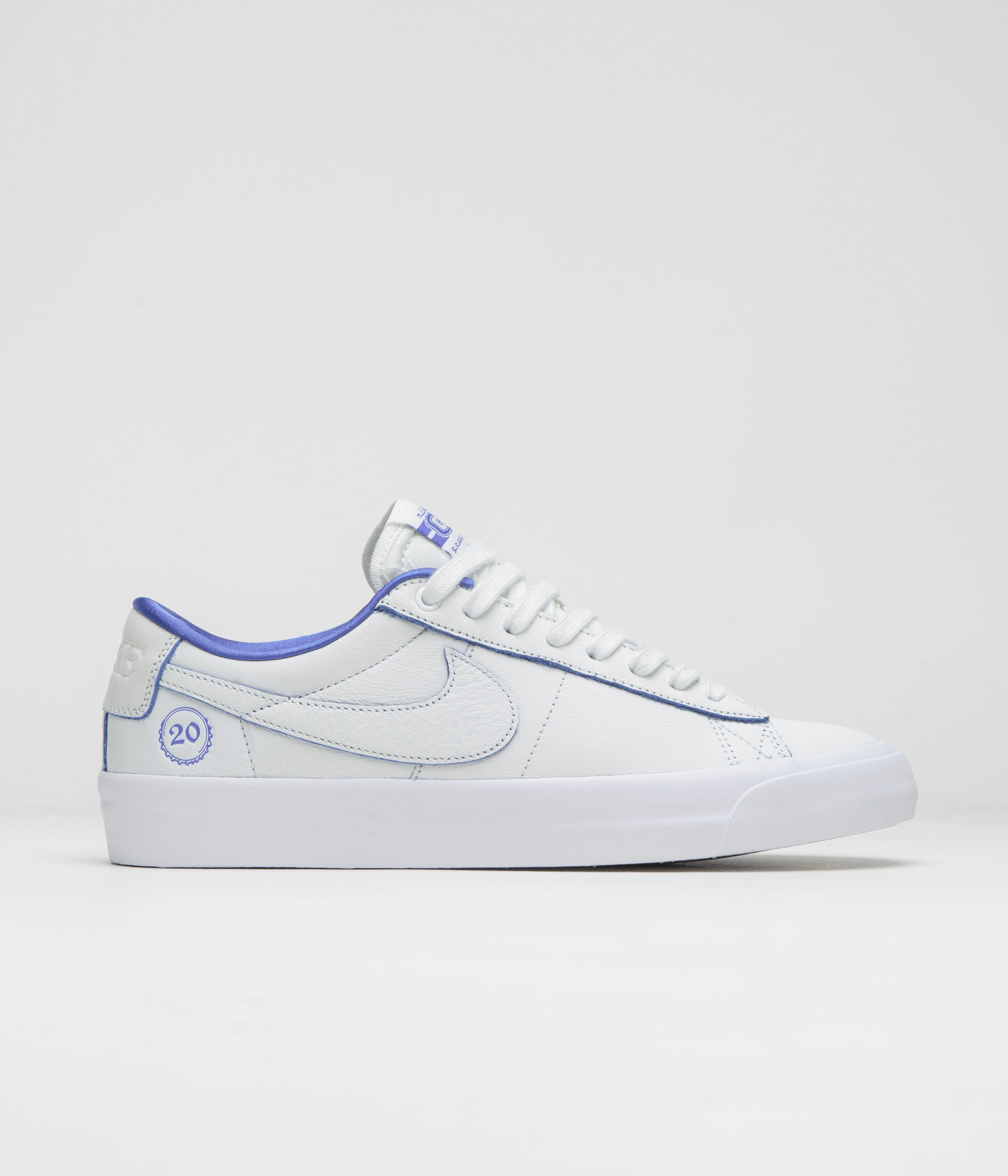 Sport Driven Comfy Fit Nike SB Blazer Low Pro GT Premium Shoes - Summit White / Game Royal - Summit White