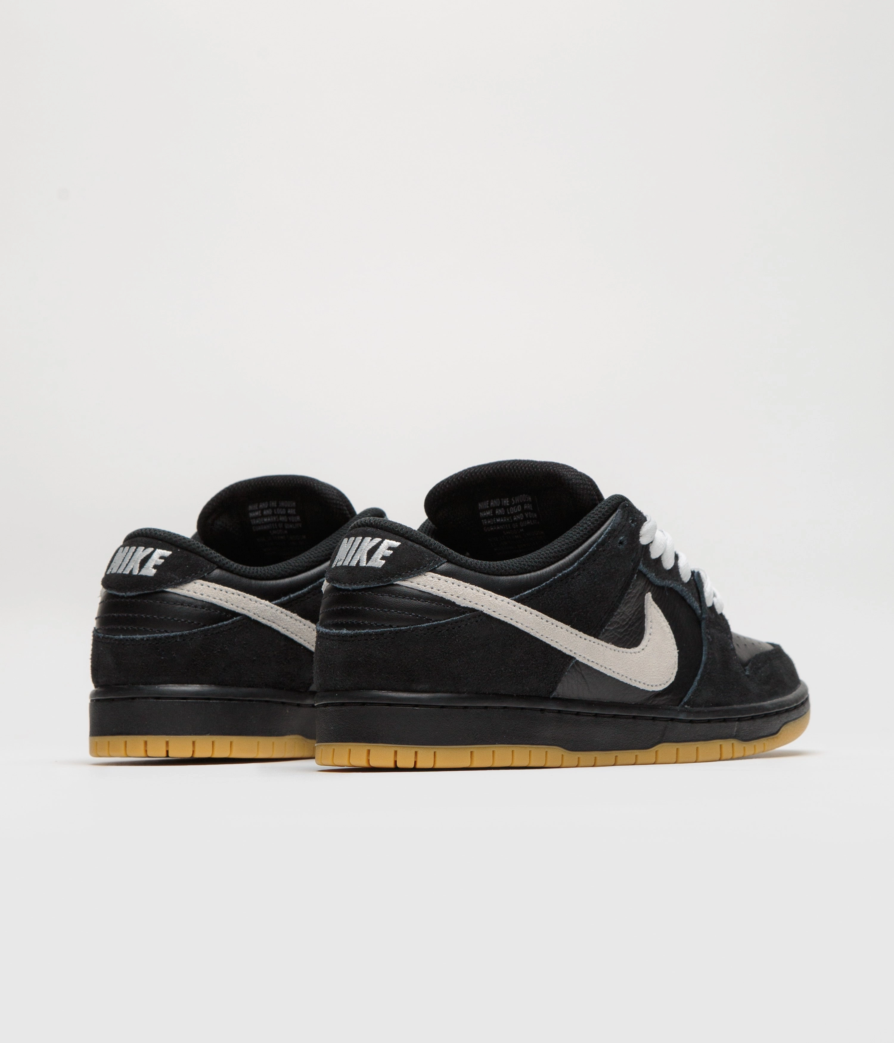 Nike SB Dunk Low Pro Shoes - Black / White - Black - Gum Light Brown - Black Stretchable Material