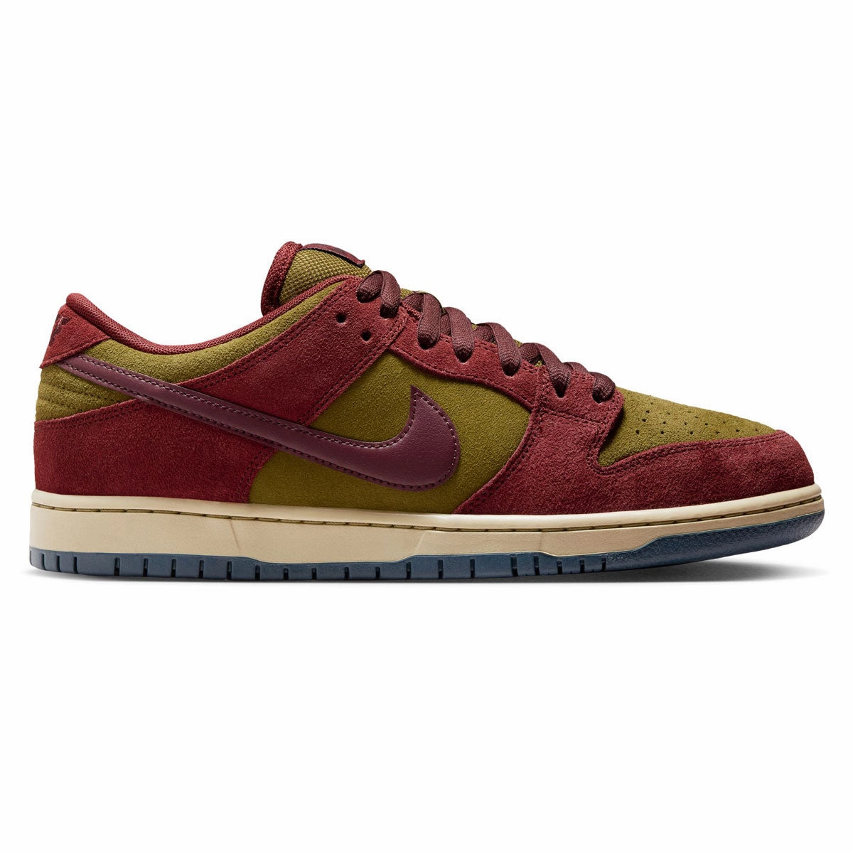 Nike SB Dunk Low Pro Shoes - Dark Team Red/Burgundy Crush/Olive Flak Sport Step Sport Walk