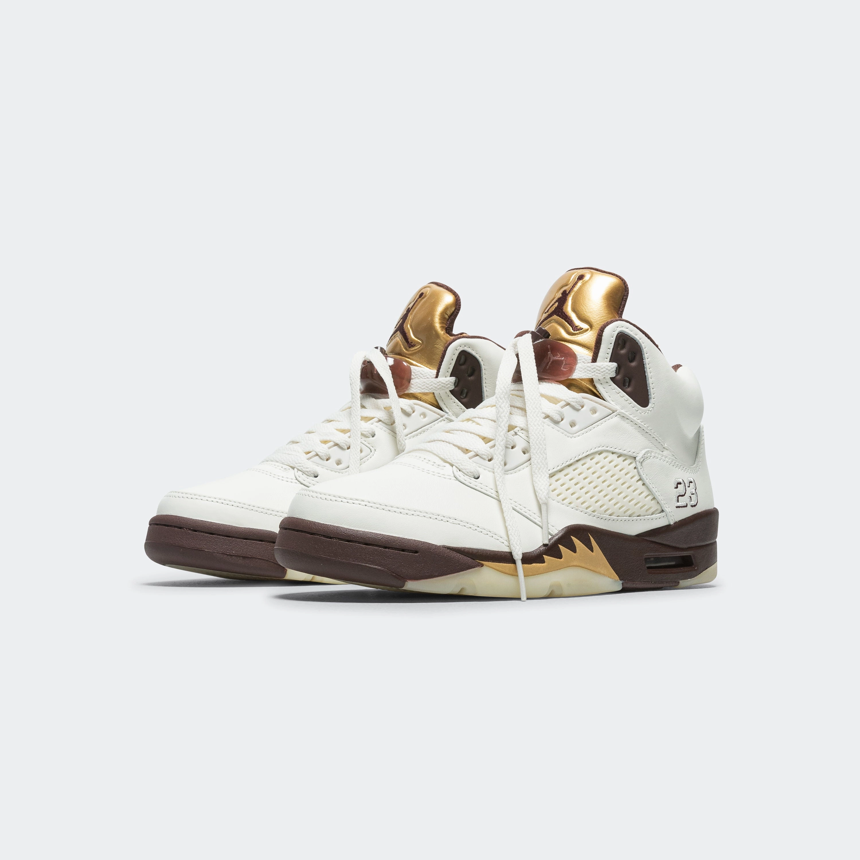 No-Slip Grip Womens Air Jordan 5 Retro - Earth/Metallic Gold-Sail