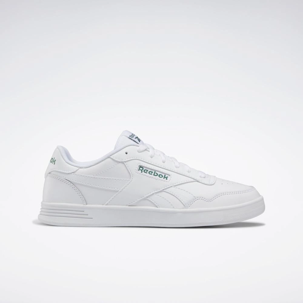 Reebok Footwear Men Reebok Court Advance Shoes FTWWHT/FTWWHT/CLOGRN Pull Step Light Run