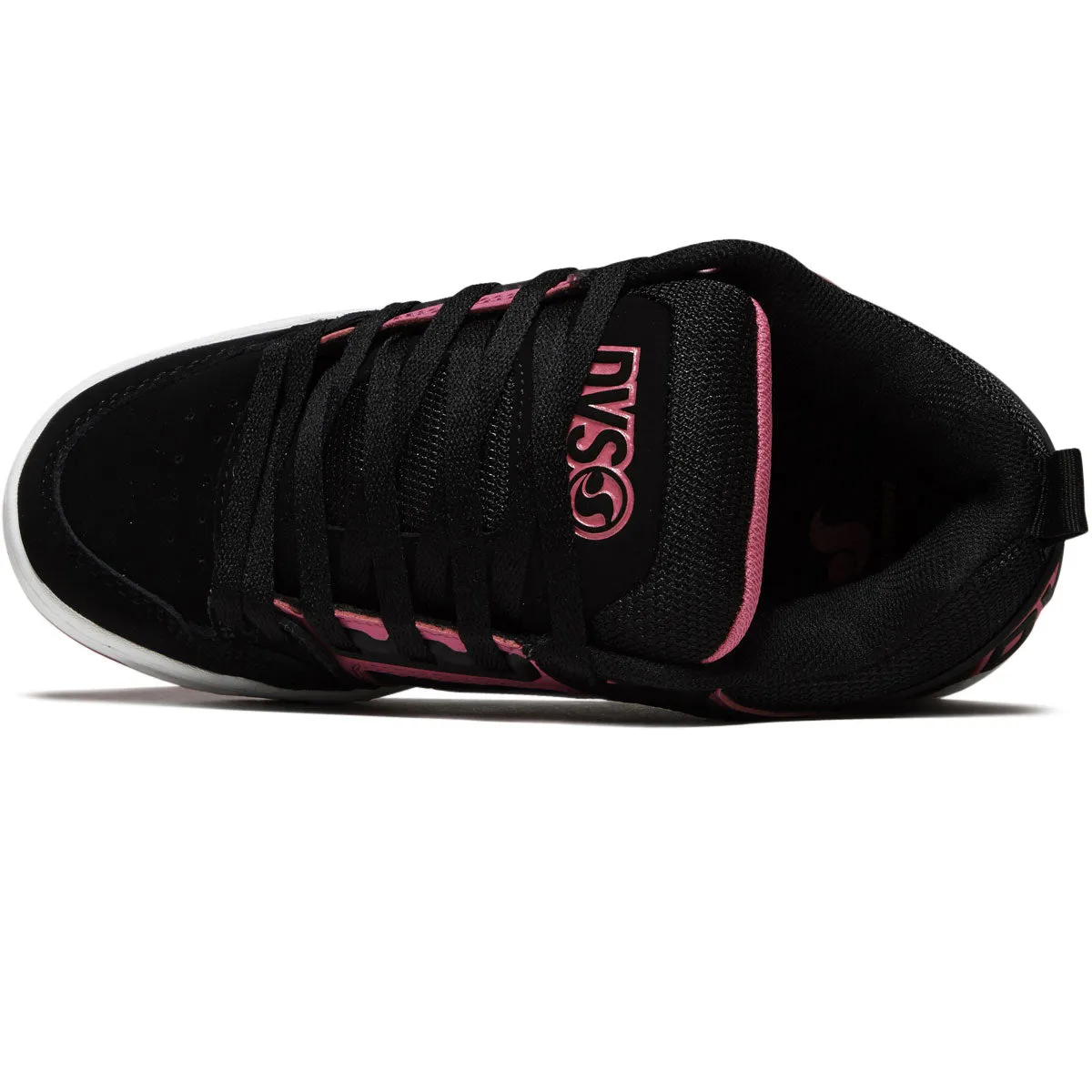 Quick Spin DVS Womens Comanche Shoes - Black/Pink/White/Nubuck