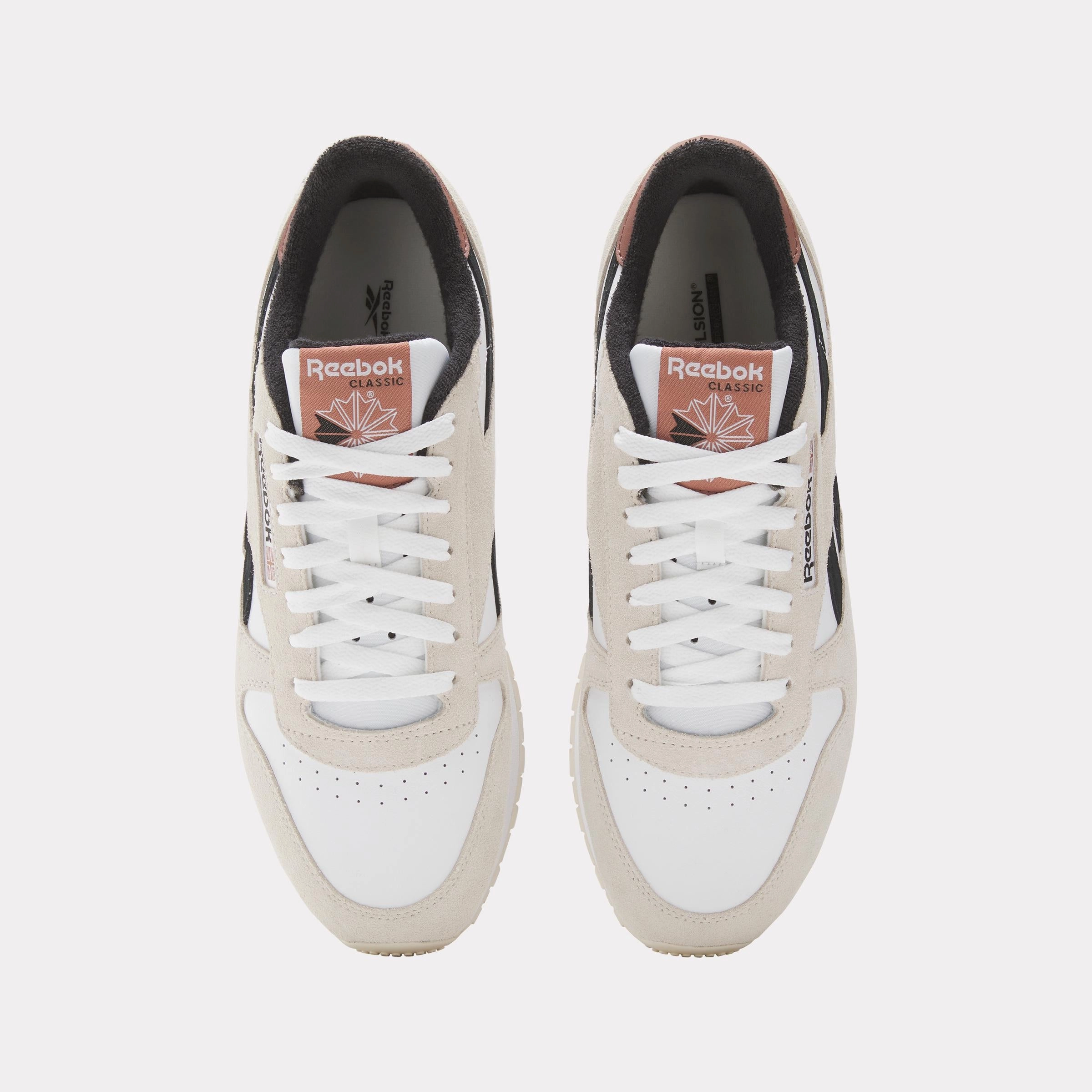 Quick Step-In-Out Reebok Footwear Men Classic Leather Shoes WHITE/SAND/BLACK