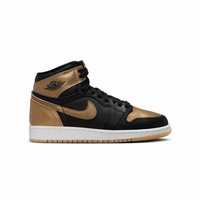 Kids Air Jordan 1 Retro High OG 'Black Metallic Gold' Port Hike Fog Path