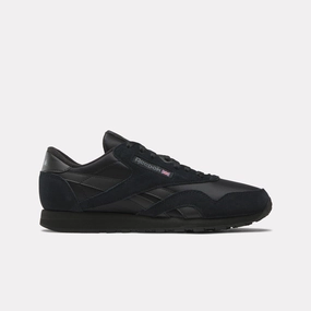Cushioned Midsole Alley Walk Reebok Footwear Men Classic Nylon Shoes CORE BLK/CORE BLK/PURE GRY 7
