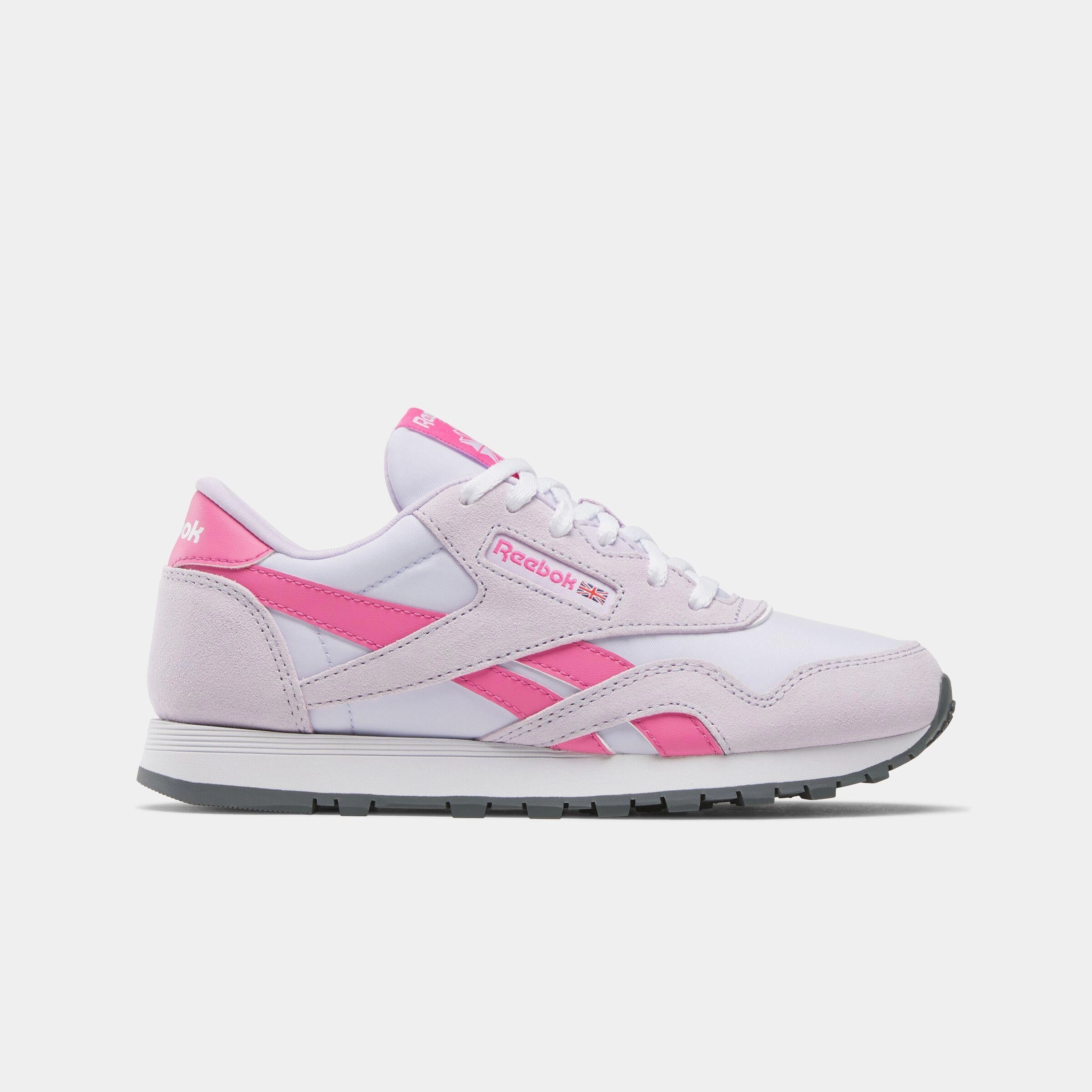 Reebok Footwear Kids Classic Nylon Shoes - Grade School DIGITAL GLEAM/TRUE PINK/WHITE Fun Pace Fashionable Comfort