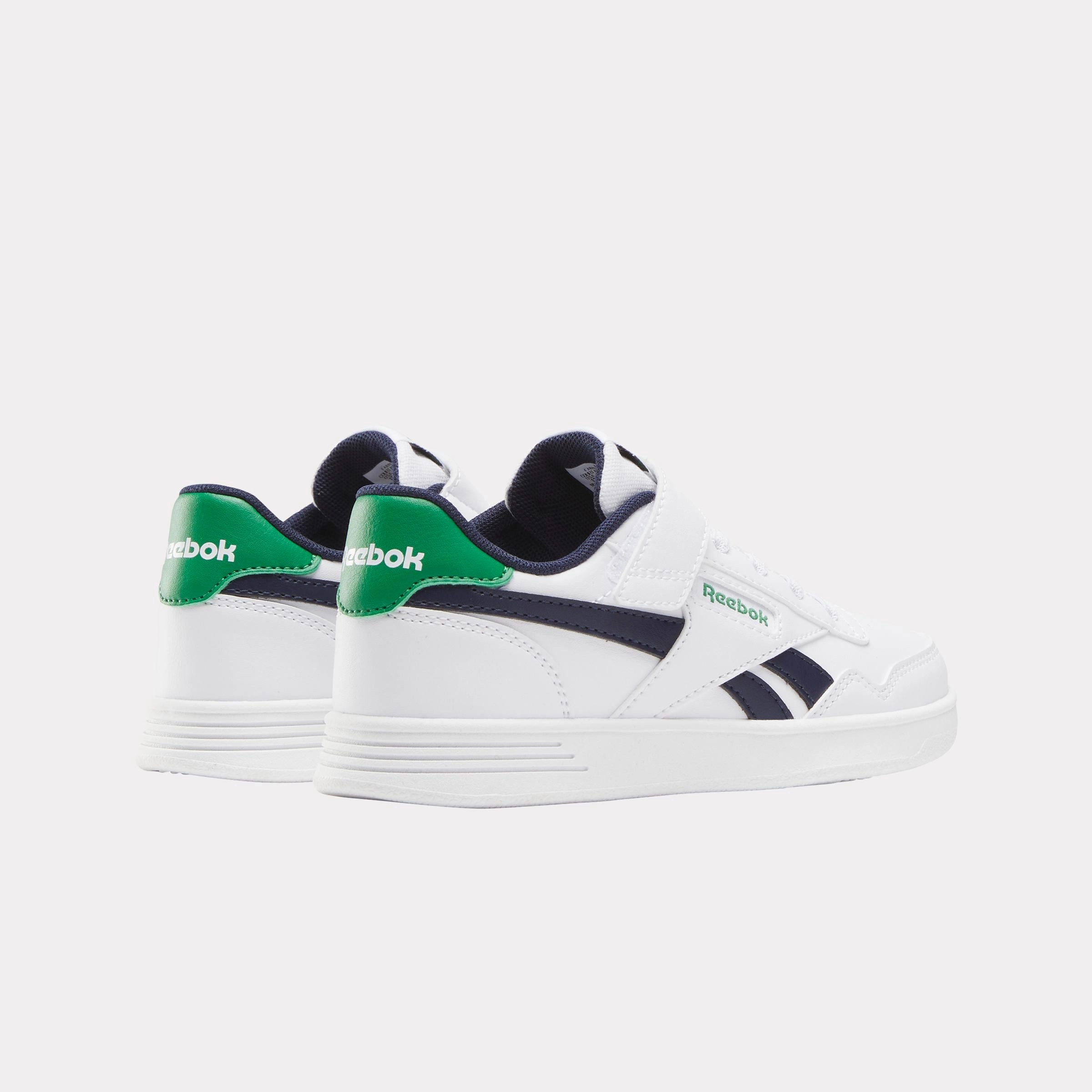 Reebok Footwear Kids Reebok Court Advance Elastic & Top Strap Shoes - Preschool FTWRWHITE/VECTORNAVY/GLENGREEN Versatile Outfit