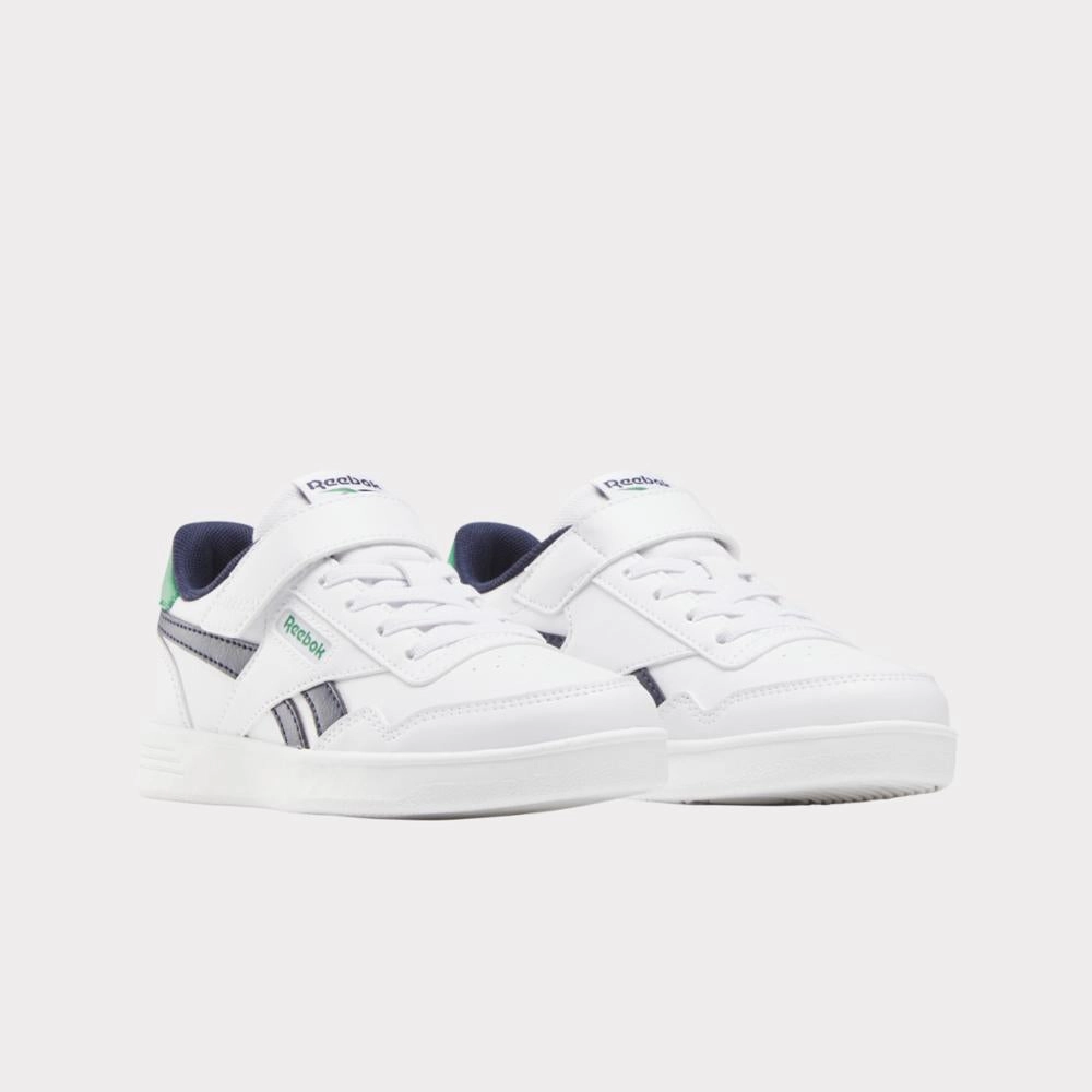 Reebok Footwear Kids Reebok Court Advance Elastic & Top Strap Shoes - Preschool FTWRWHITE/VECTORNAVY/GLENGREEN Versatile Outfit