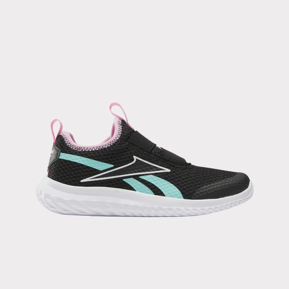 Reebok Footwear Kids Rush Runner Slip-On Shoes - Pre-School BLACK/AIAQUA/ASTROROSE star - design shoes