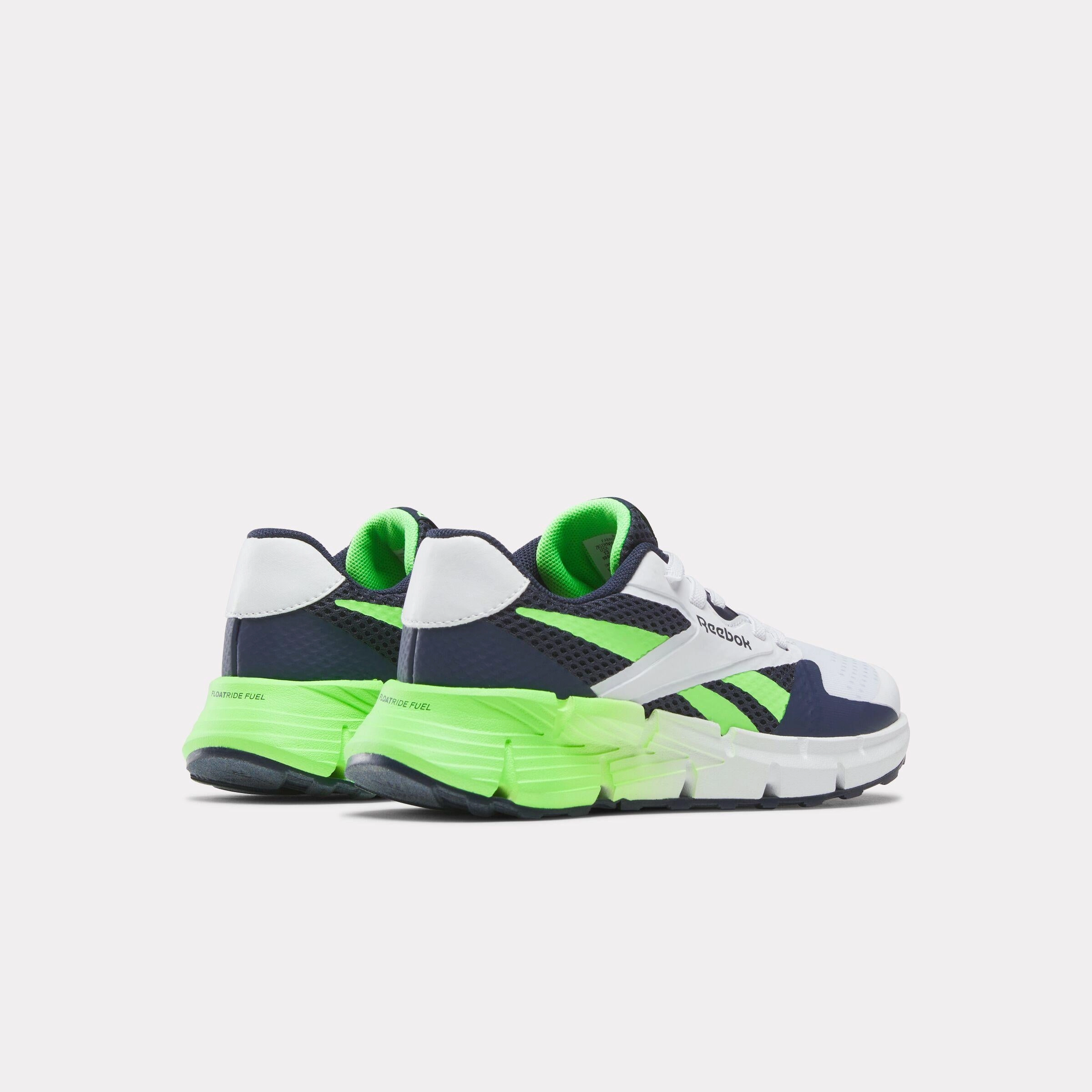 Reebok Footwear Kids Zig Dynamica 5 Elastic Lace Shoes - Pre-School WHITE/VECTORNAVY/SOLARLIME Running Champion