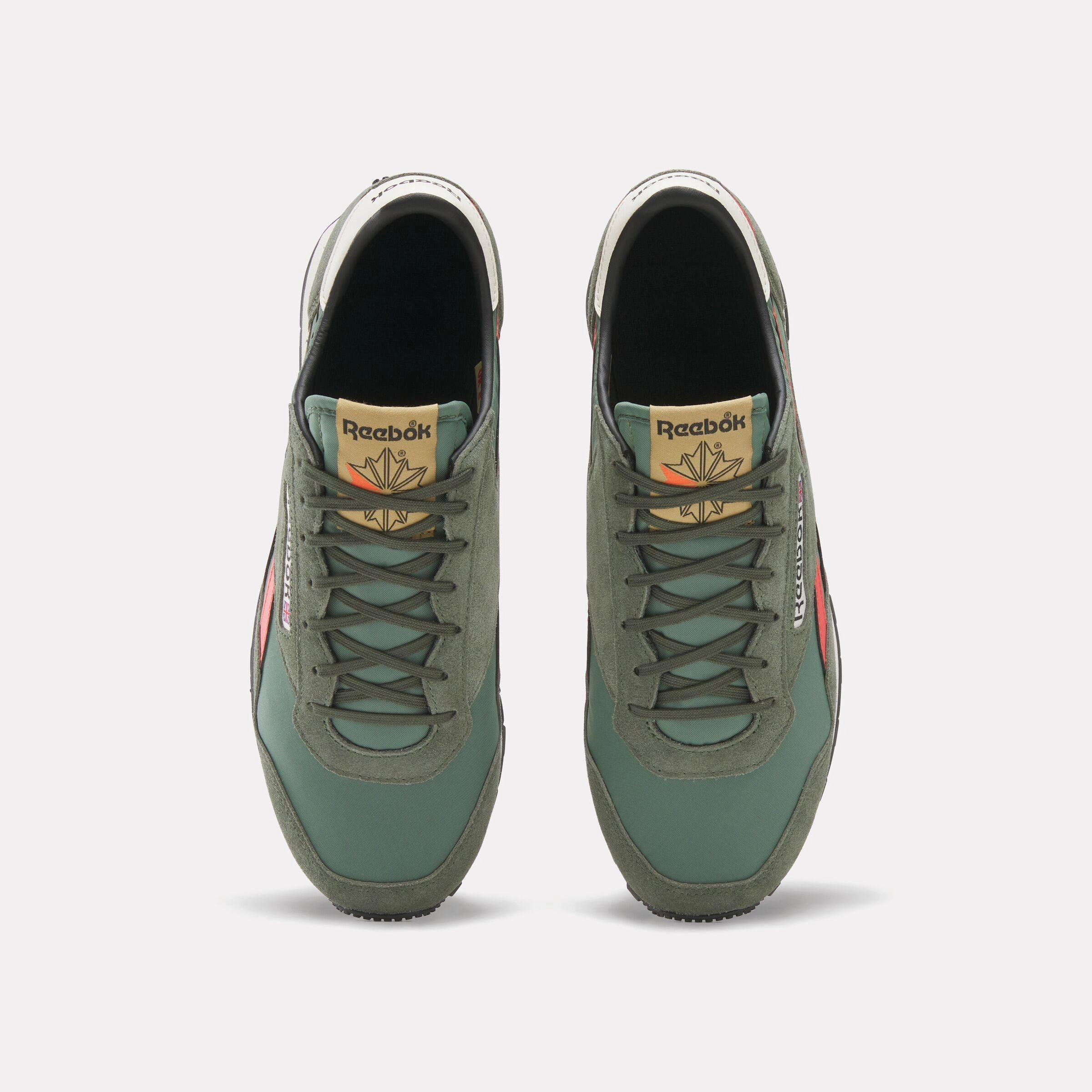 Reebok Footwear Men Aztec II Shoes GRIT GREEN/SEMI ORANGE FLARE/A Quick Slip